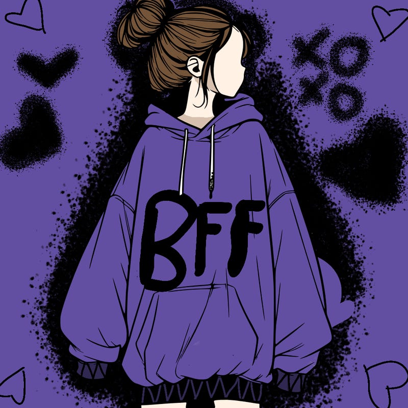 realistic girl with a oversized sweatshirt on and a bun