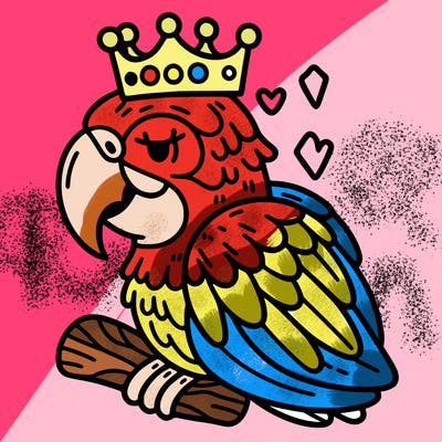 macaw with a crown