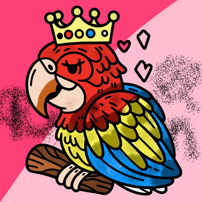 macaw with a crown