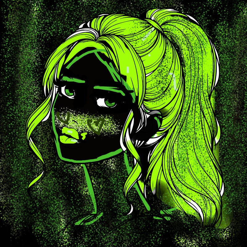 realistic girl with a ponytail on her hair and lips