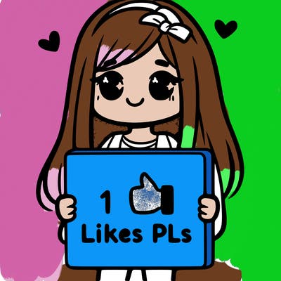 girl holding a sign saying 10 likes pls