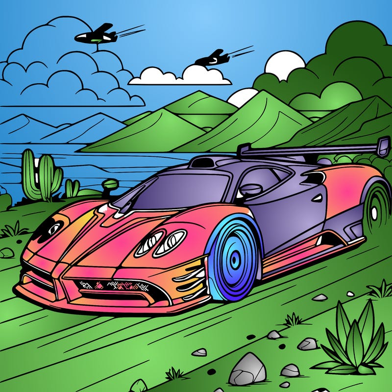 pagani zonda cutting through a desert background