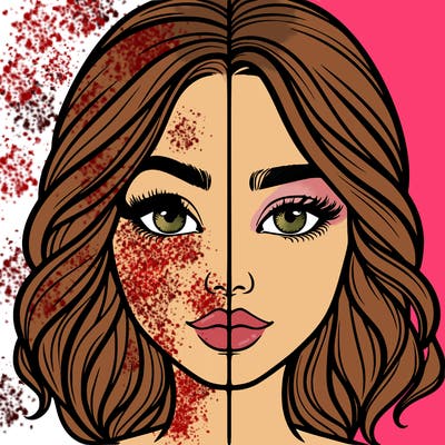 realistic girl split half