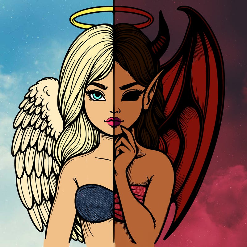 realistic angel half demon