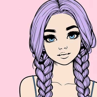 realistic girl with braids