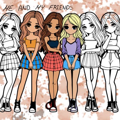 a group of girls realistic