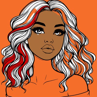 realistic girl with wavy hair and lips