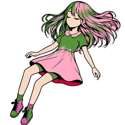 realistic girl floating