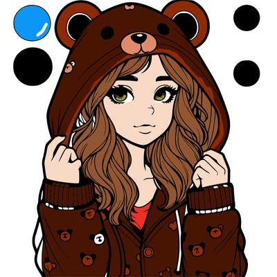 realistic girl in a animal pjs hoodie