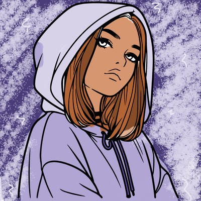 a realistic girl in a hoodie