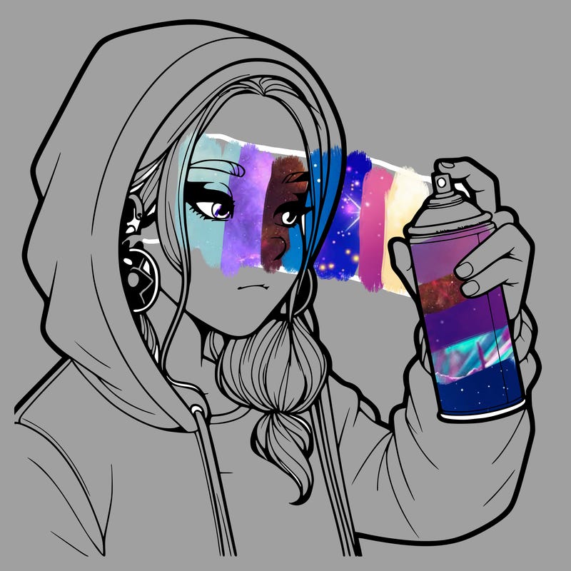 a realistic girl, spray painting