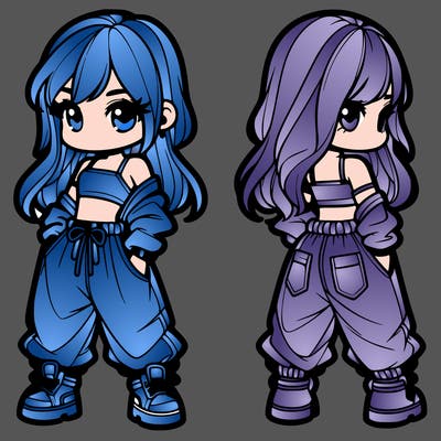 girl in crop top and baggy pants