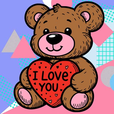 teddy bear holding an i love you heart