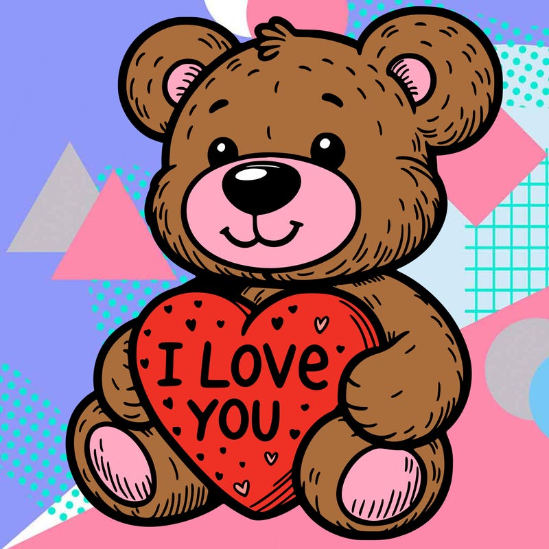 teddy bear holding an i love you heart