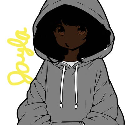 anime girl wearing an oversized hoodie