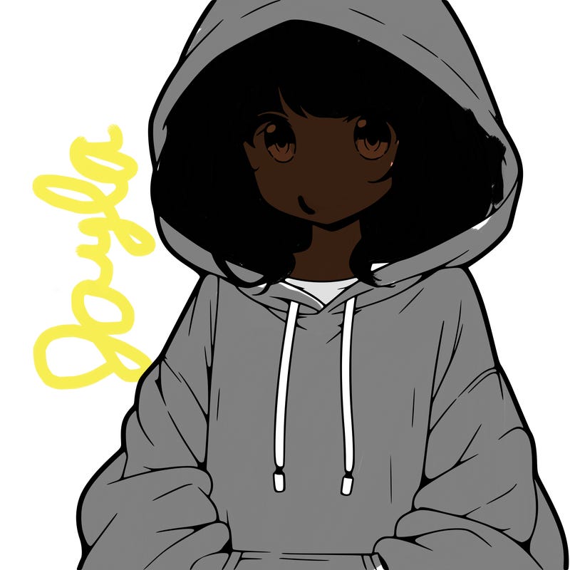 anime girl wearing an oversized hoodie