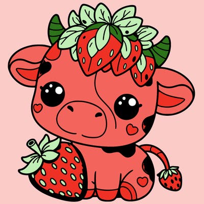 cute strawberry cow