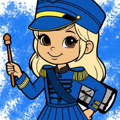 girl in marching band uniform
