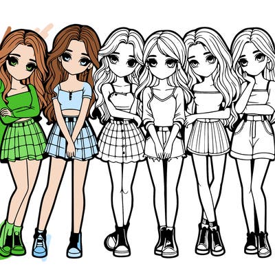 a group of girls realistic