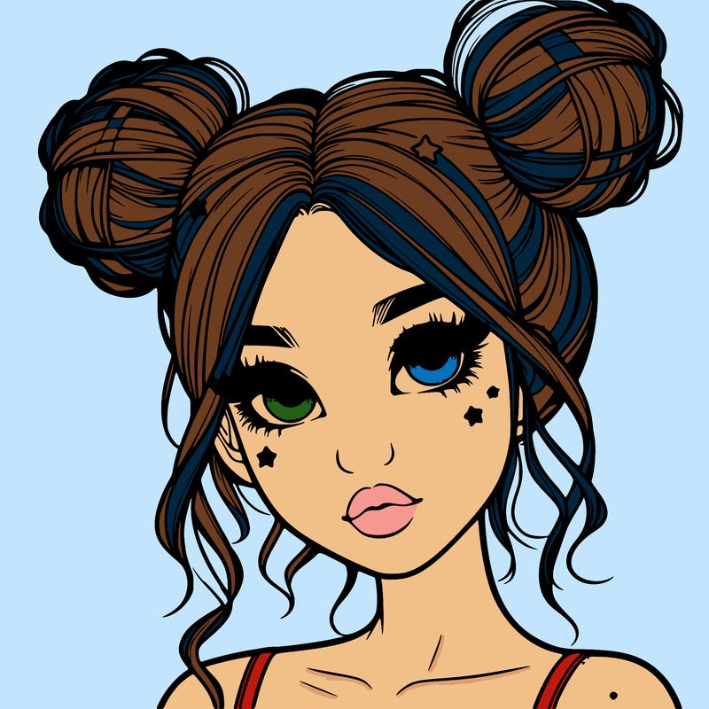 realistic girl with space buns