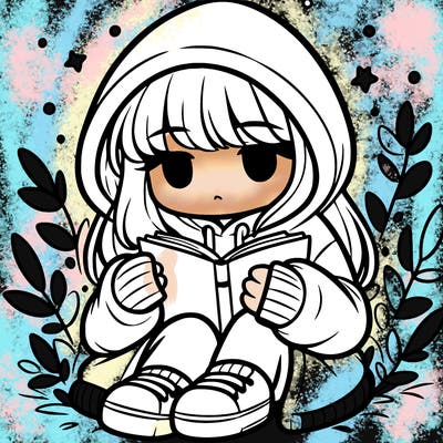 girl in oversized hoodie reading a book