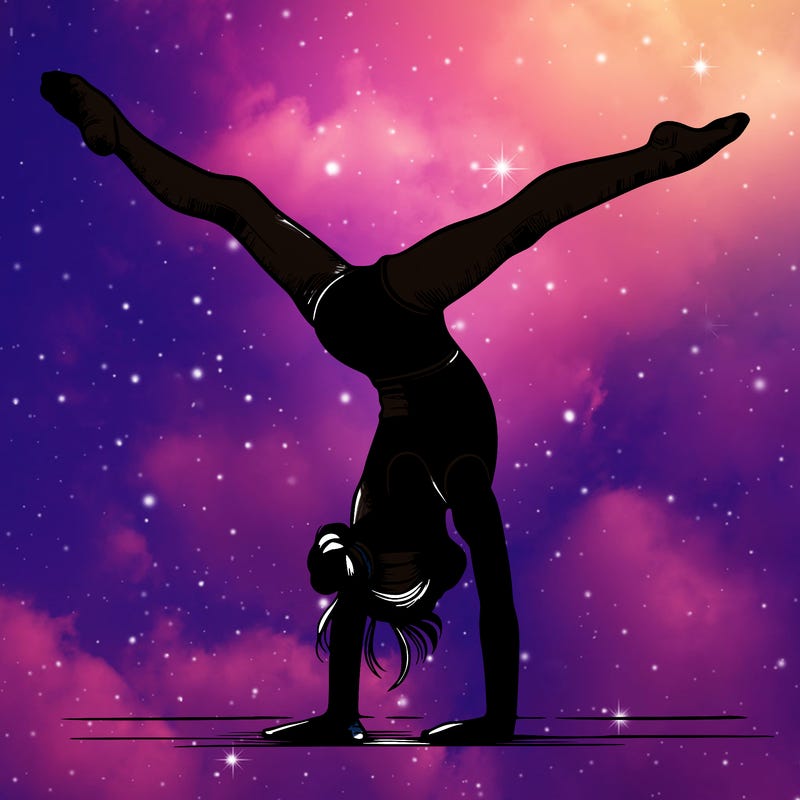 realistic gymnastic hand stand girl in four splits
