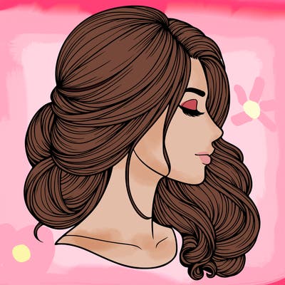 realistic woman's head & hair
