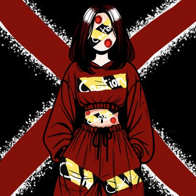 realistic girl faceless with baggy pants and a crop top