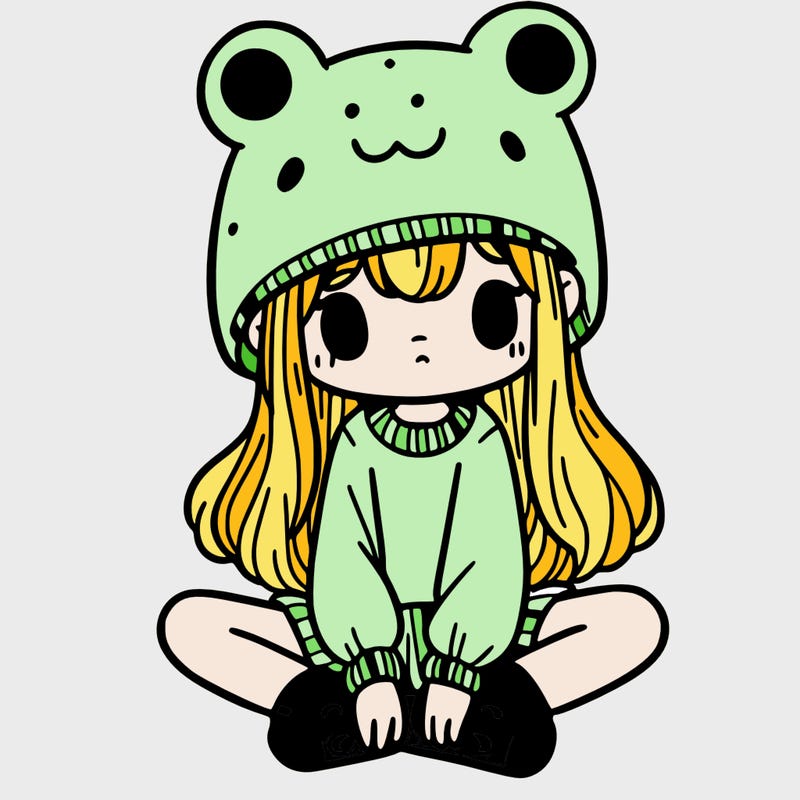 a girl wearing a frog hat and some frog socks
