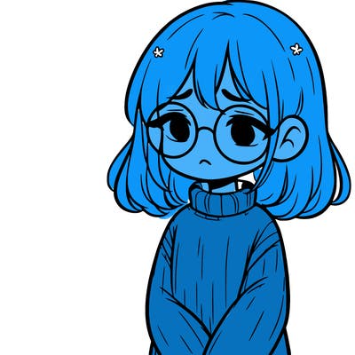 sad girl with glasses in a sweater