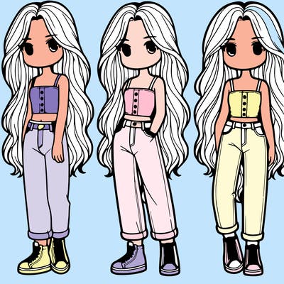 a girl in jeans and long hair