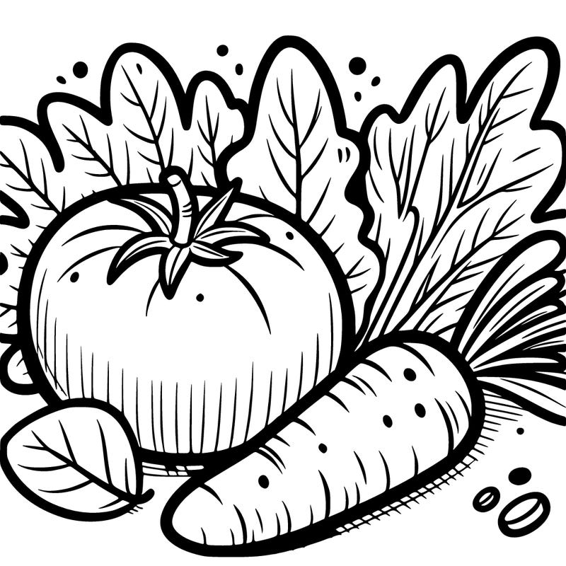 a tomato, a carrot, a salad