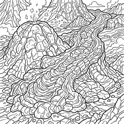 Dive into the mesmerizing world of geology with this intricate Rhyolitic Lava Flows coloring page, perfect for teens. Discover the beauty of volcanic landscapes and transform these complex patterns with your unique color palette.