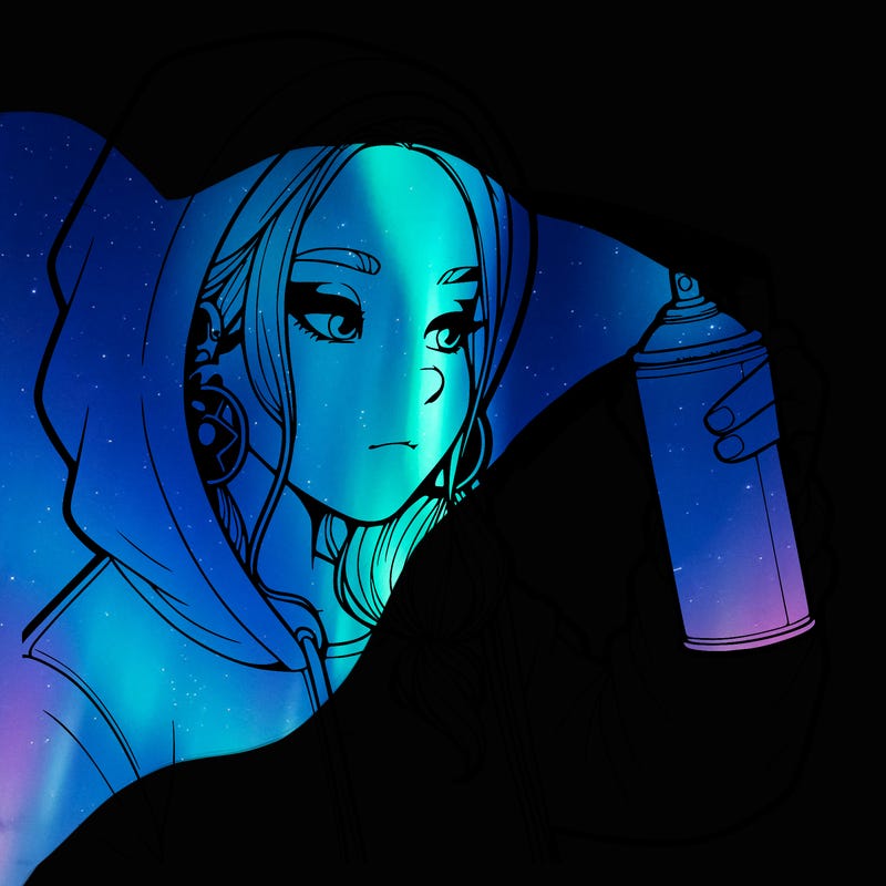 a realistic girl, spray painting