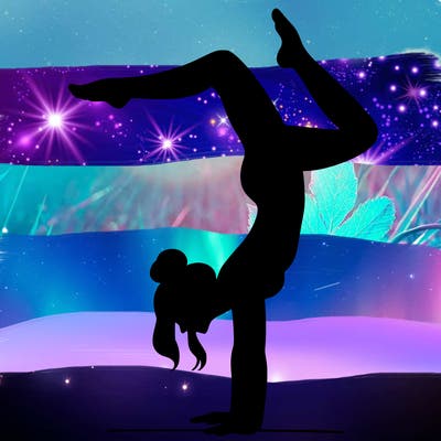 a woman doing a handstand