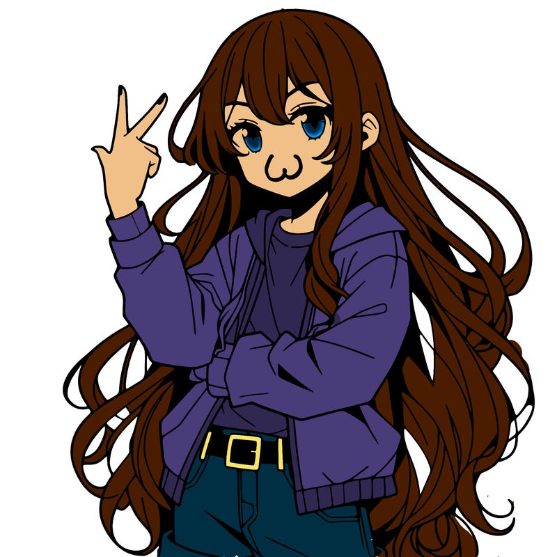 one anime girl with long hair and a cool pose