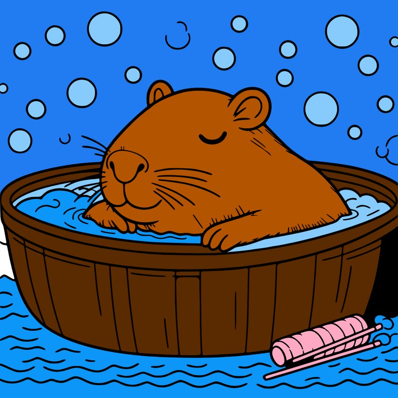 capibara in the relaxing bath