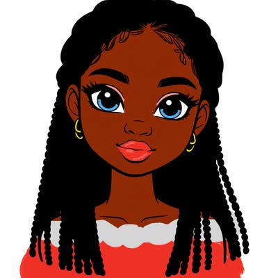a realistic black girl with braids