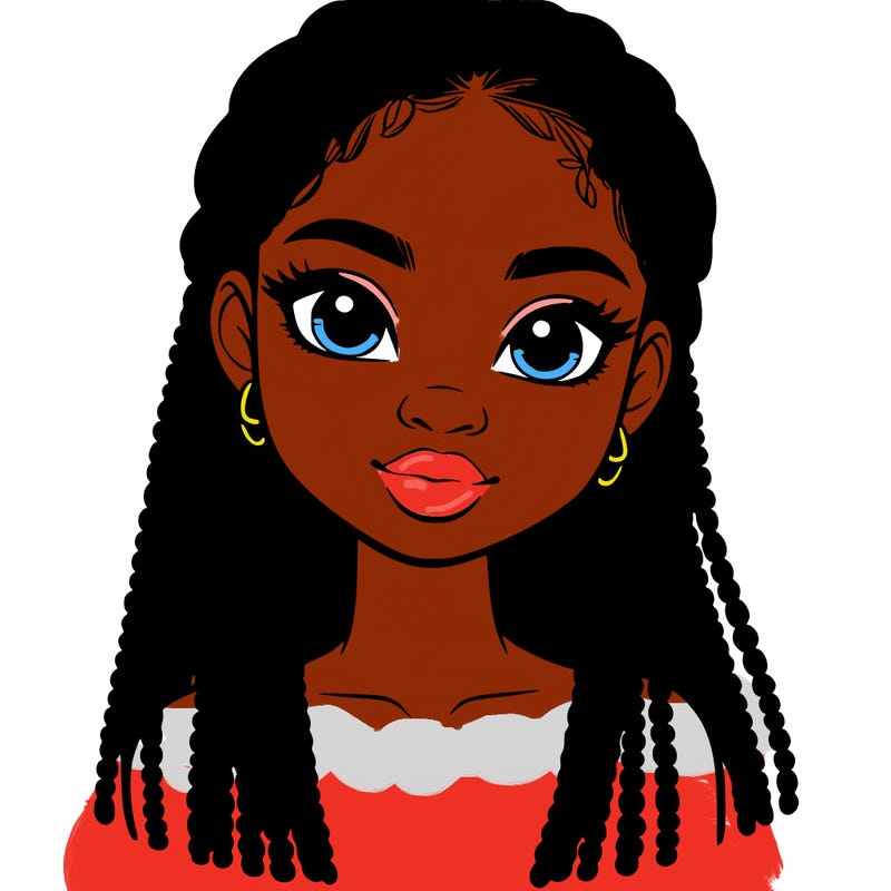 a realistic black girl with braids