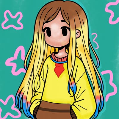 a girl in a sweatshirt with long hair