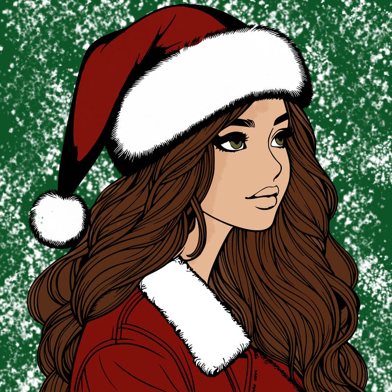 realistic girl in santa hat