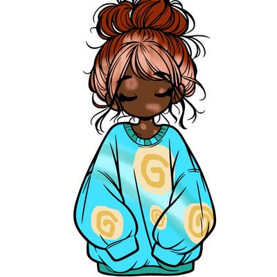 girl with baggy sweatshirt and messy bun