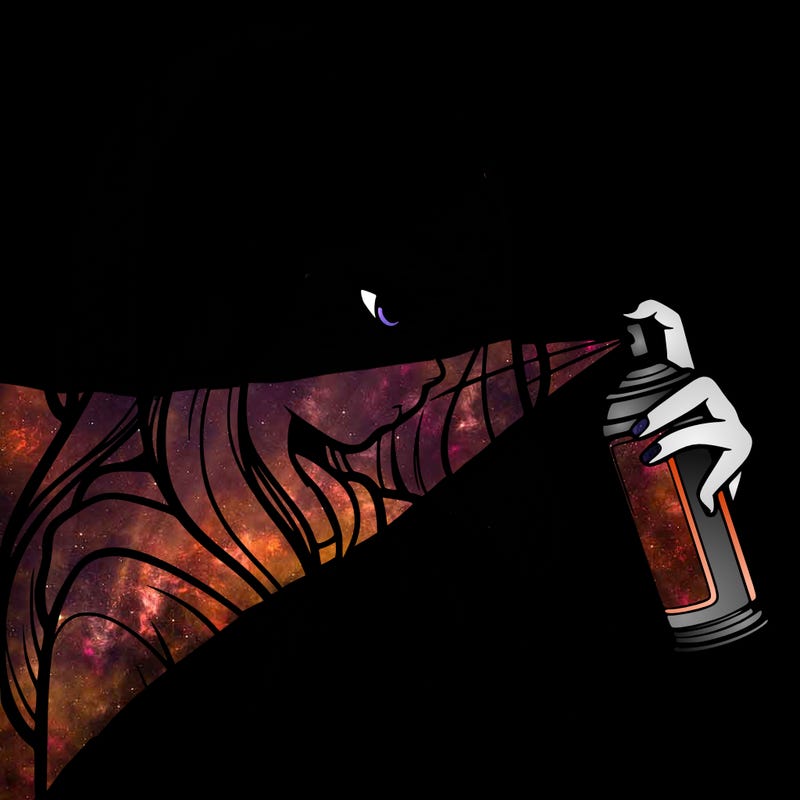 a realistic girl spray painting