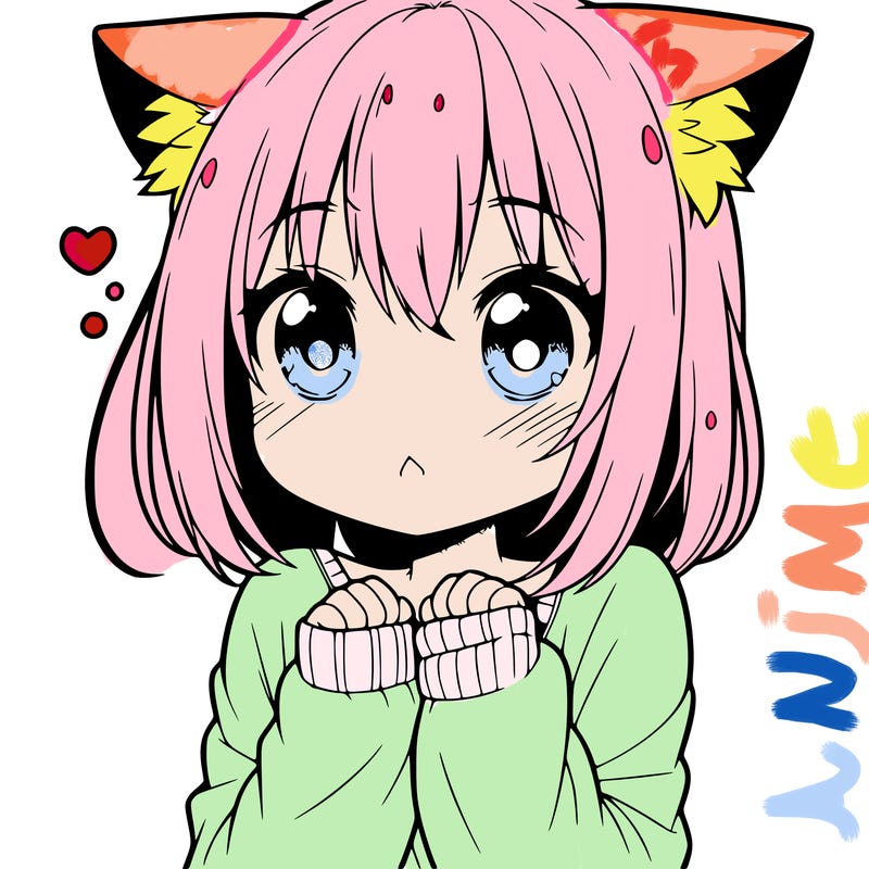 shy anime catgirl
