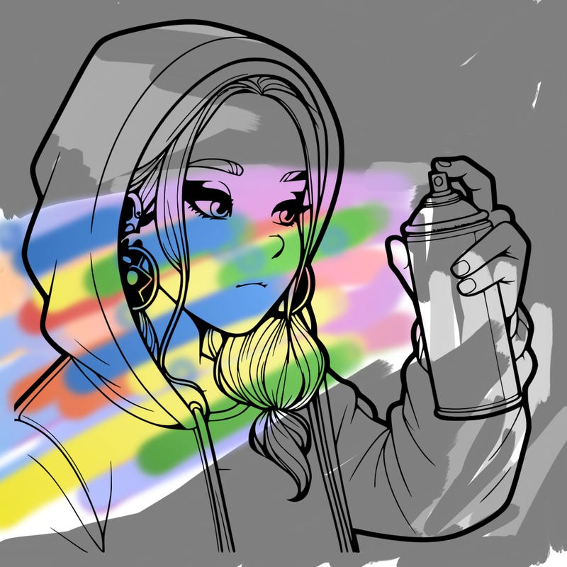 a realistic girl, spray painting