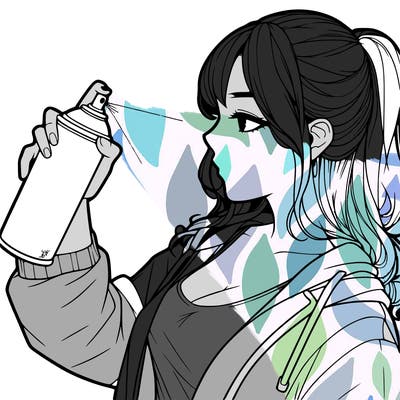 a realistic girl spray, painting