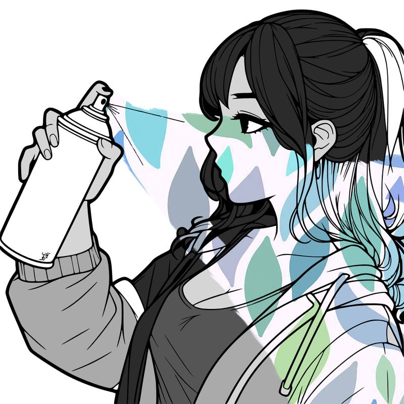 a realistic girl spray, painting