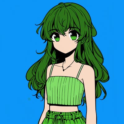 anime girl wearing crop top