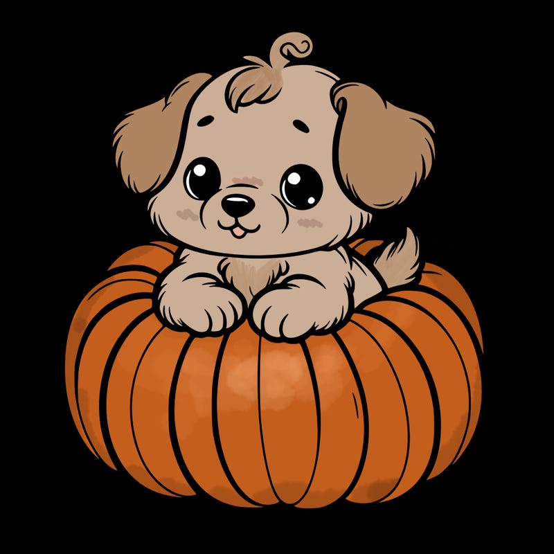 cute little puppy in a pumpkin