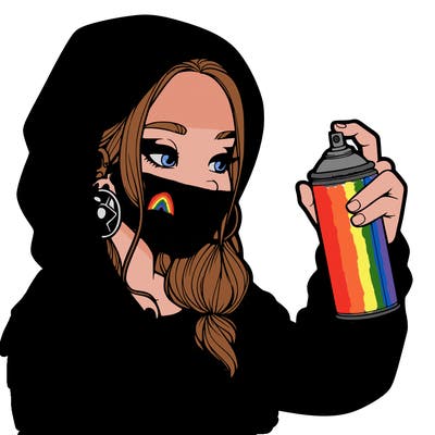 a realistic girl, spray painting